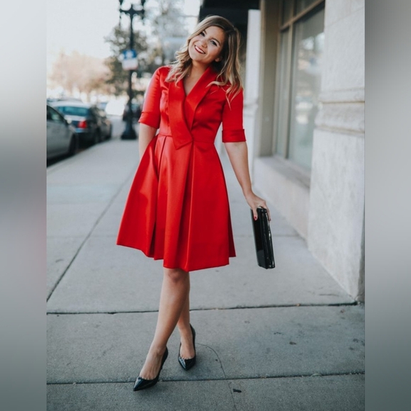 Gal Meets Glam Dresses & Skirts - NWT Gal Meets Glam Collection Ruby Red Satin Christmas Holiday Dress 6 Petite